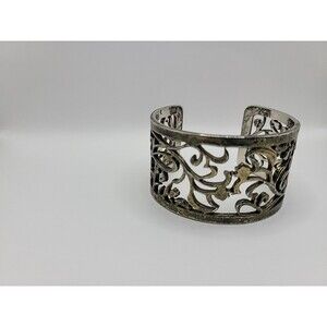 Vintage Cookie Lee Bracelet Cuff Metal Gold Tone Silver Tone Jewelry Costume